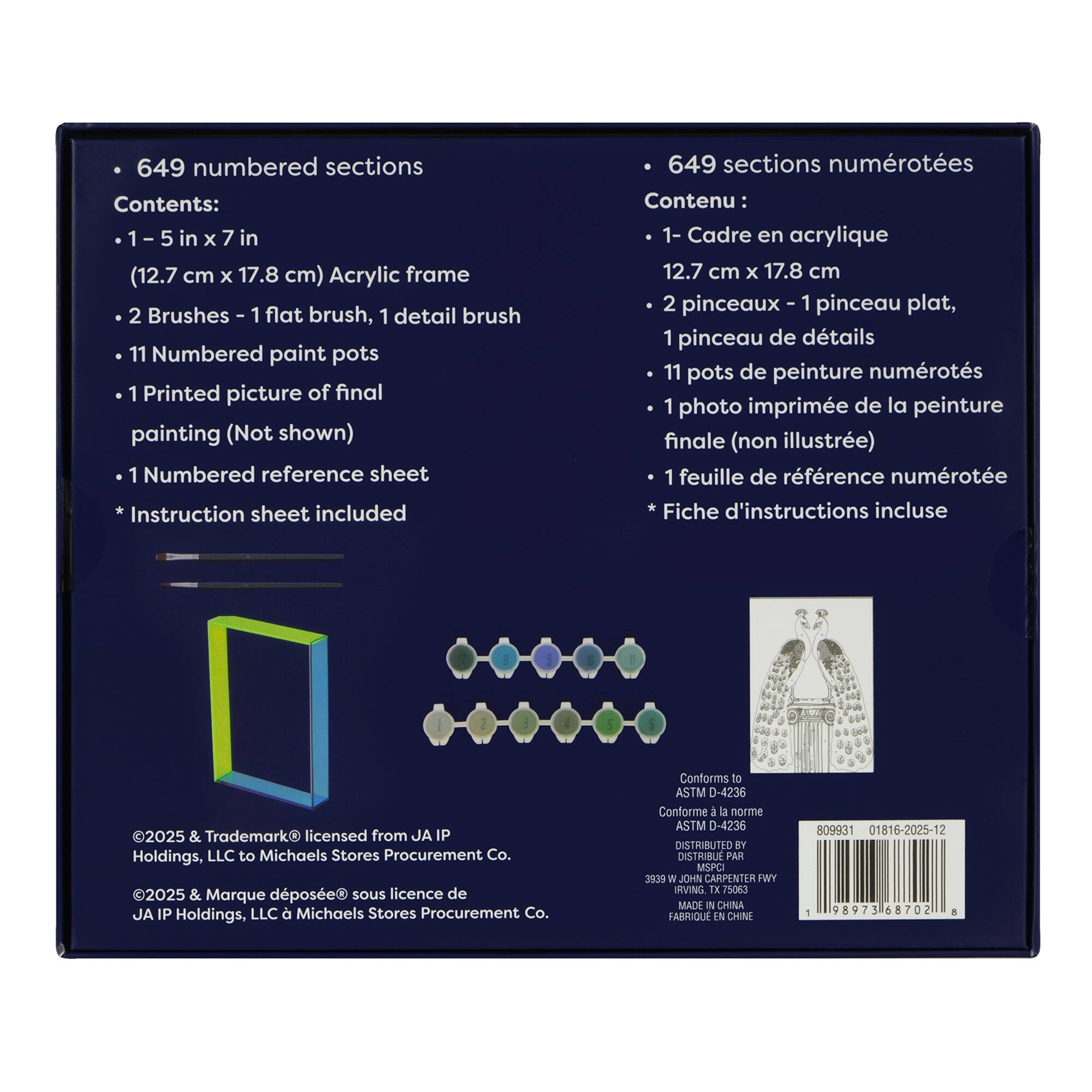 Jonathan Adler x Michaels 5" x 7" Peacocks Paint-By-Number Acrylic Surface Kit